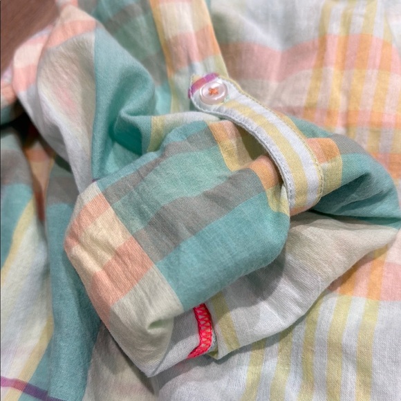 HOLDING HORSES  Size 2 Multicolor Plaid Button Down Shirt V Neck Long Sleeve - Picture 11 of 12